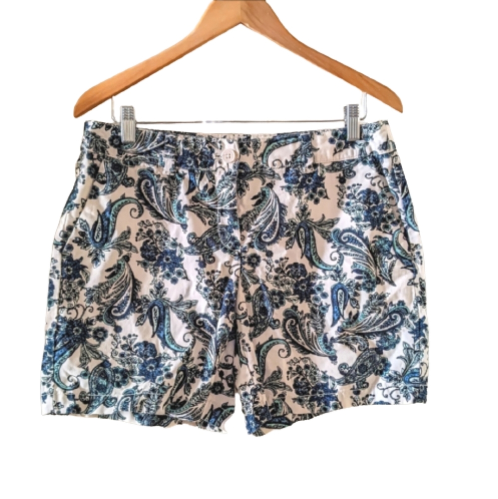 🌟Ann Taylor Loft Blue Paisley Floral Shorts Size 6